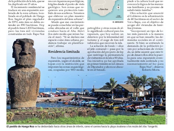 El Mercurio | Crecimiento Habitacional de Isla de Pascua desborda su área urbana y amenaza zonas arqueológicas