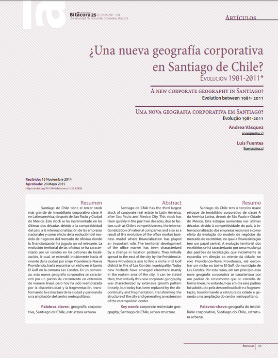 ¿Una nueva geografía corporativa en Santiago de Chile? Evolución 1981-2011.