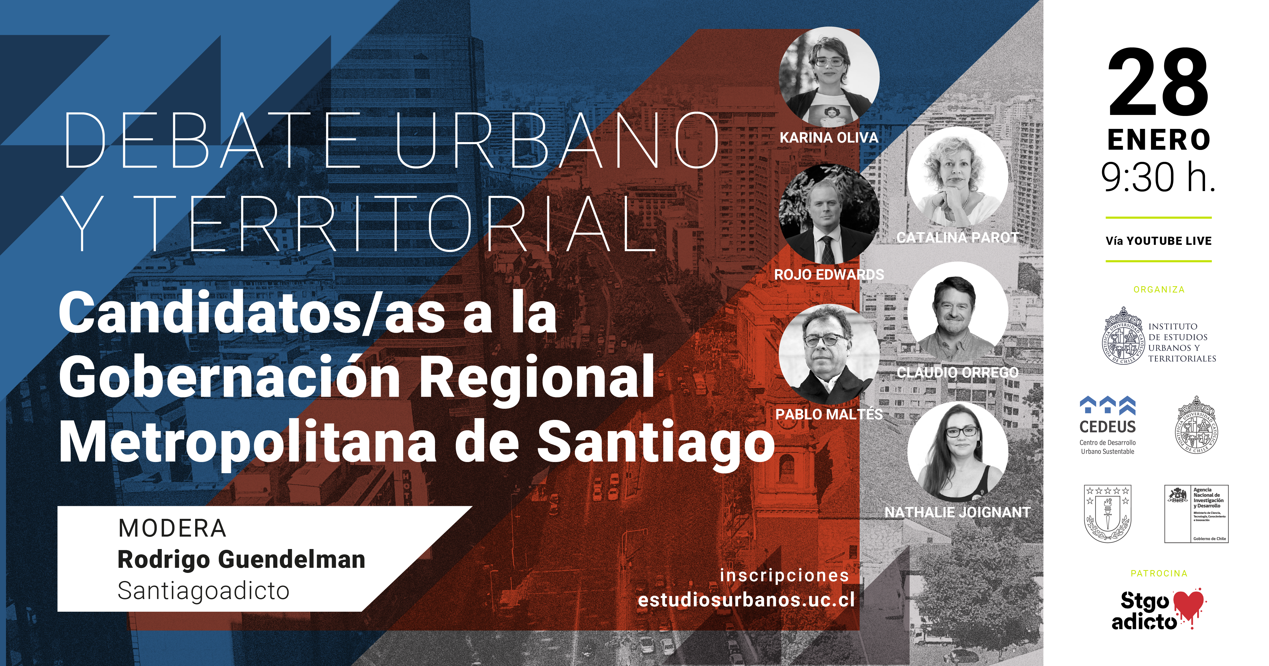 DEBATE URBANO TERRITORIAL | Candidatos/as a la gobernación regional metropolitana de Santiago