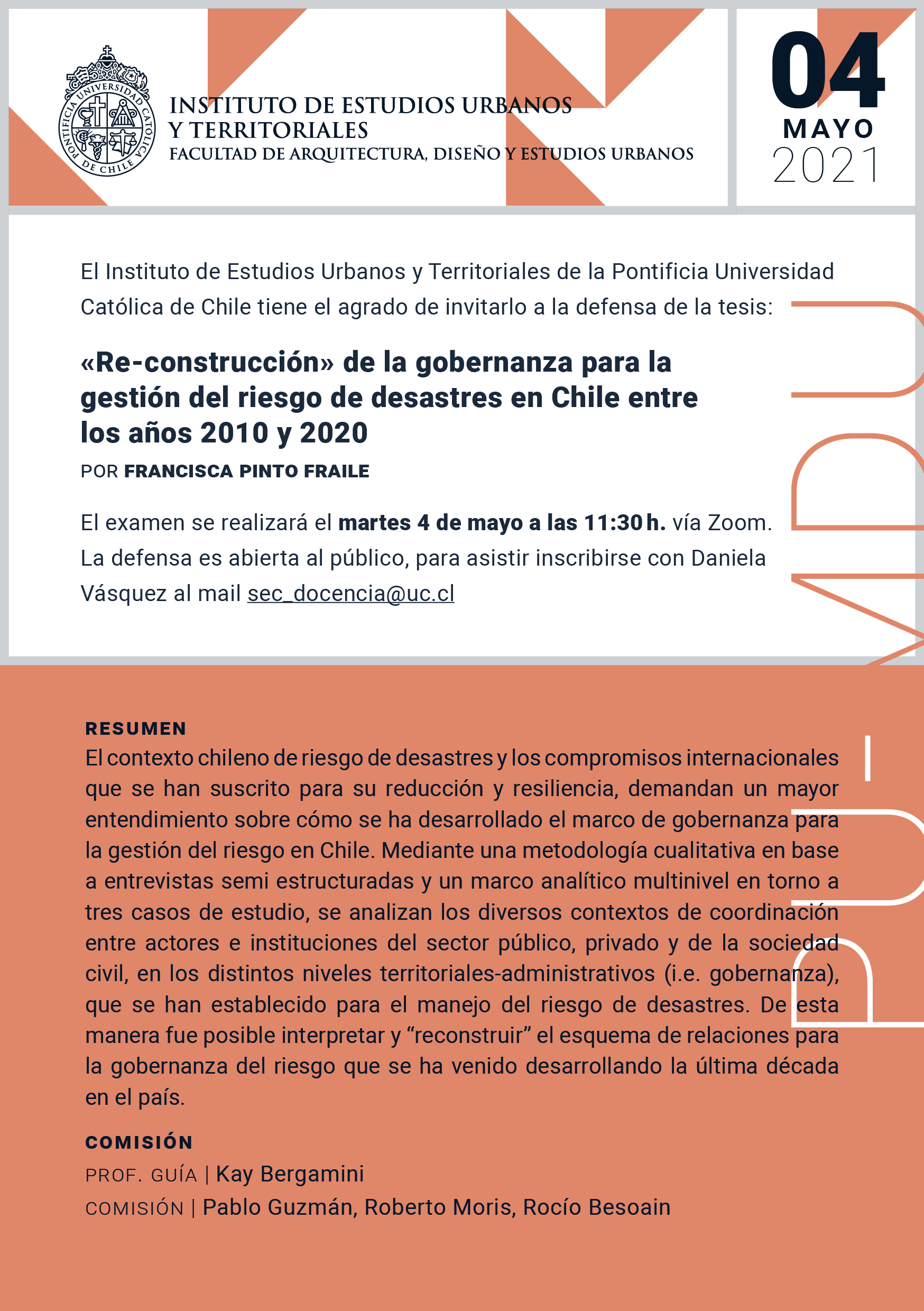 Defensa de Tesis | Francisca Pinto | Planificación Urbana y Magíster en Desarrollo Urbano