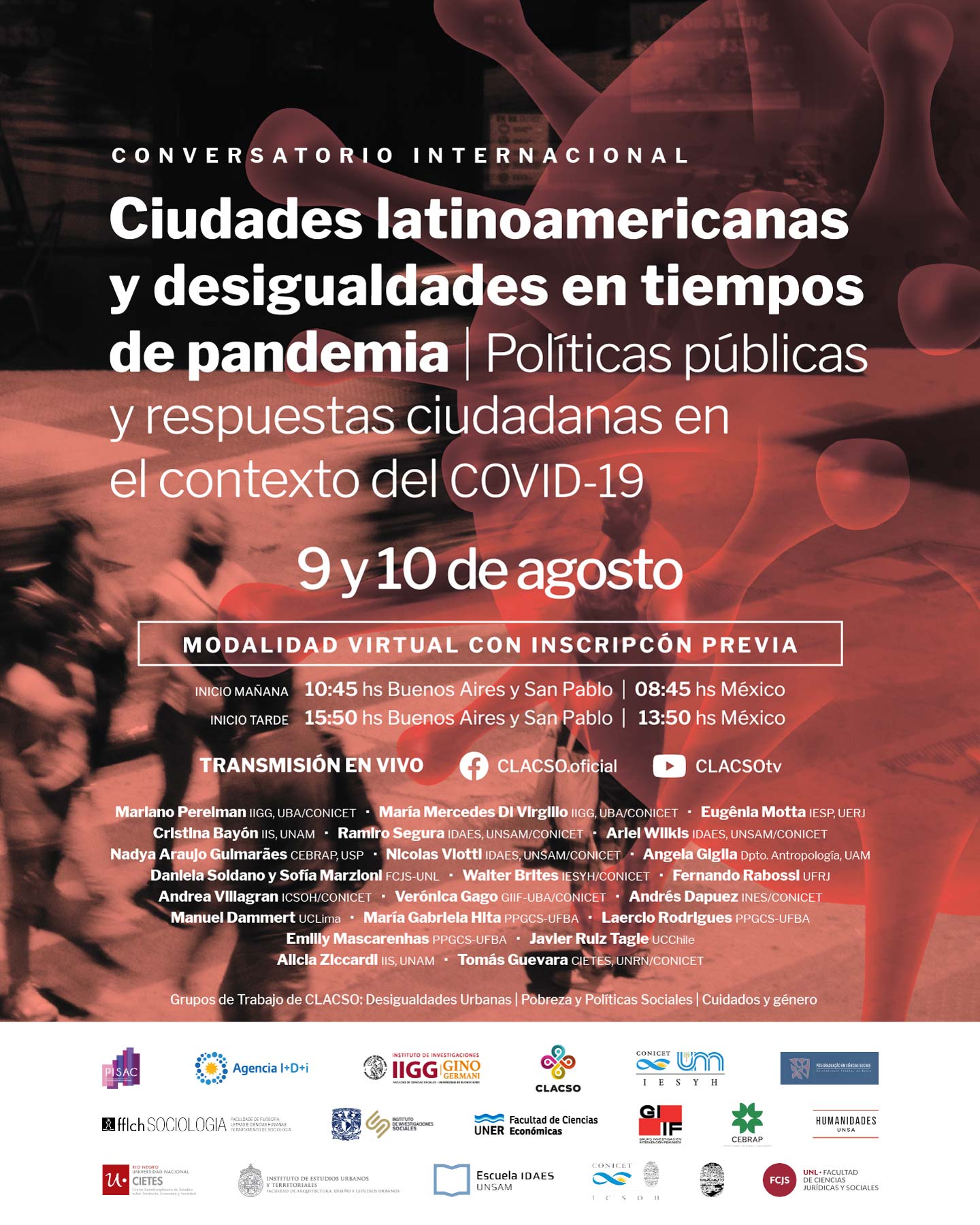 Conversatorio internacional: Ciudades latinoamericanas y desigualdades en tiempos de pandemia: Políticas públicas y respuestas ciudadanas en el contexto del COVID 19