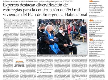 El Mercurio | Expertos destacan diversificación de estrategias para la construcción de 260 mil viviendas del PEH. Comenta Luis Fuentes.
