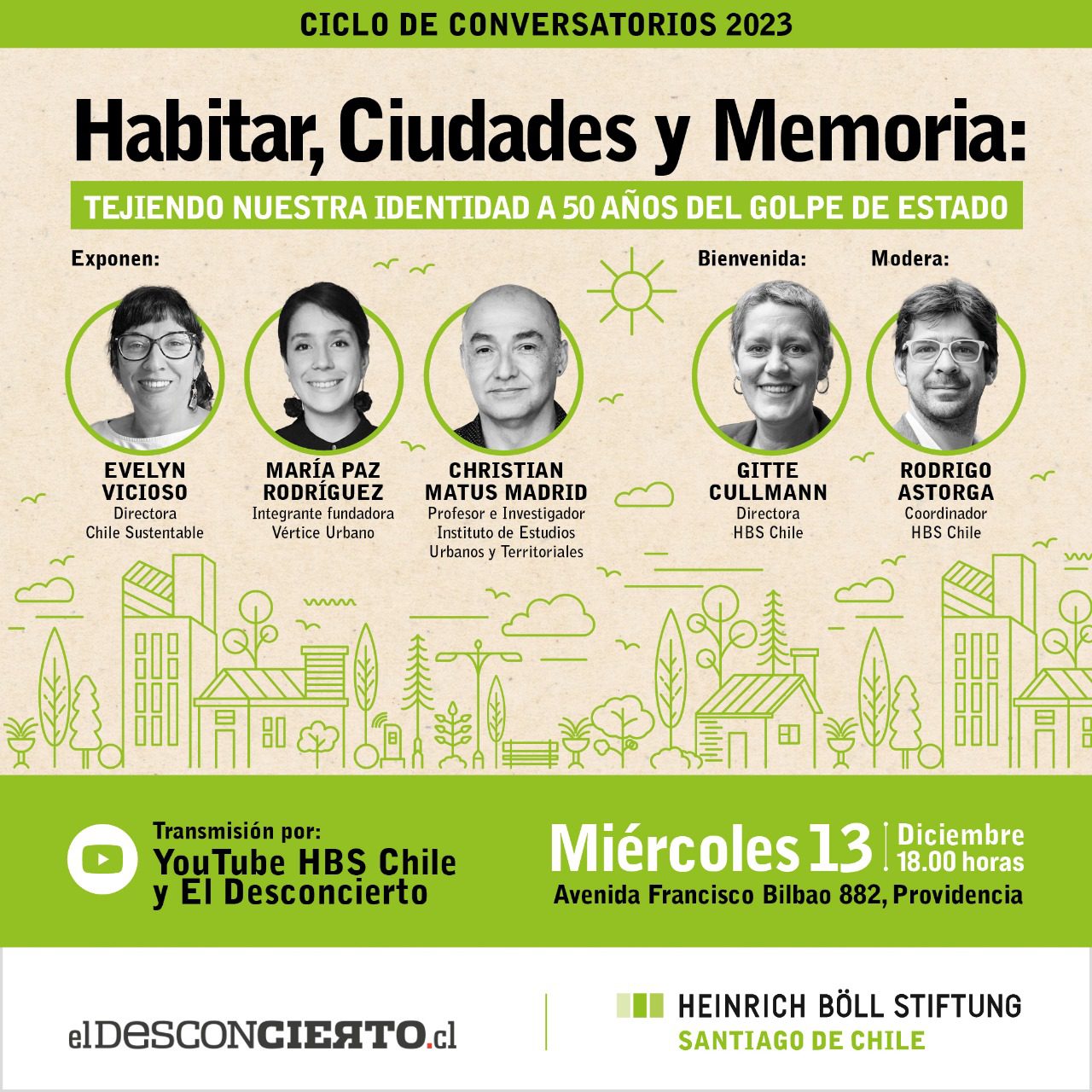 Conversatorio «Habitar, Ciudades y Memoria», participa Christian Matus