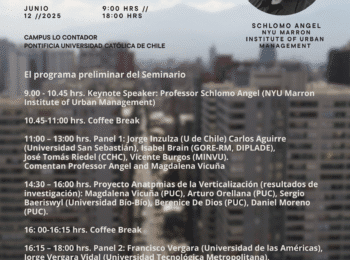 Seminario Internacional: Anatomías de la verticalización y políticas de la densificación residencial en Santiago, Valparaíso y Concepción; hacia áreas metropolitanas más integradas y sostenibles