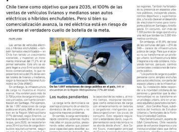 Electromovilidad: puntos de carga al debe. Carolina Rojas en El Mercurio