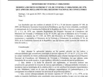 Minvu actualiza el Reglamento del Registro Nacional de Consultores con énfasis en la Planificación Urbana y el Desarrollo Territorial