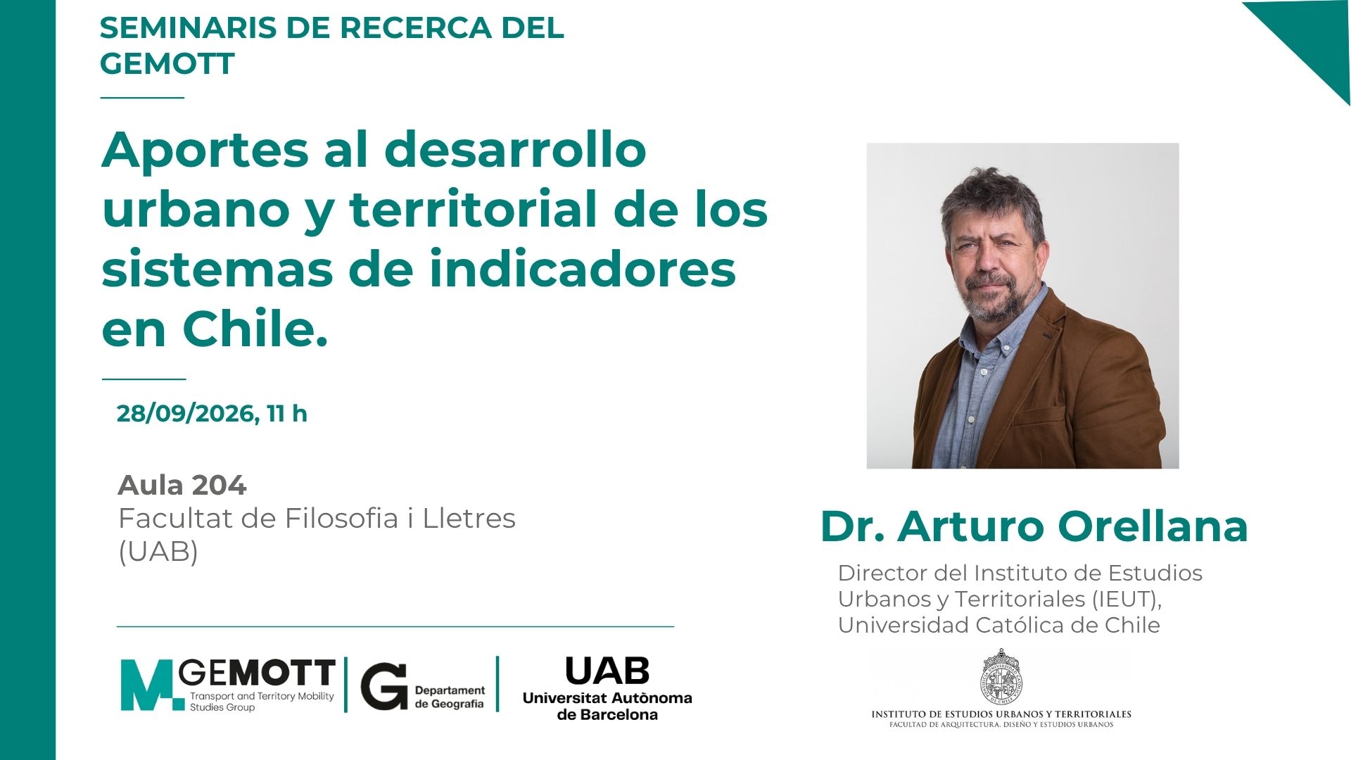 Director Arturo Orellana presentó en el GEMOTT el papel de los sistemas de indicadores en el desarrollo urbano y territorial de Chile